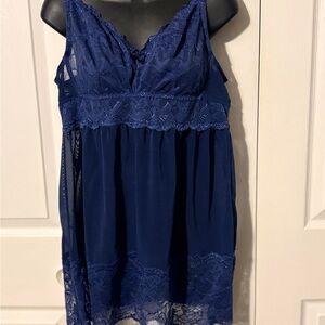 Blush Deep Blue Lace Detail